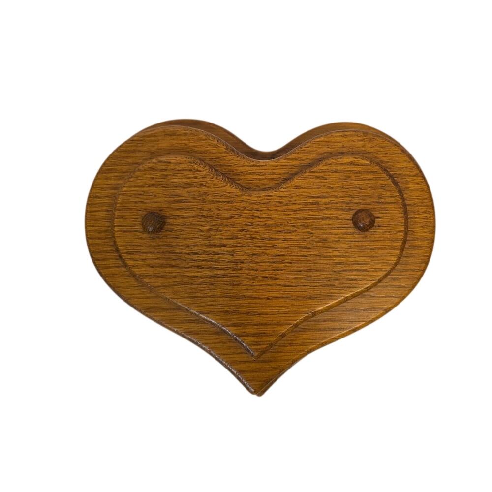 VTG Wooden Oak Stacked Heart Quilt Holder Homemade Cottagecore Country 90s